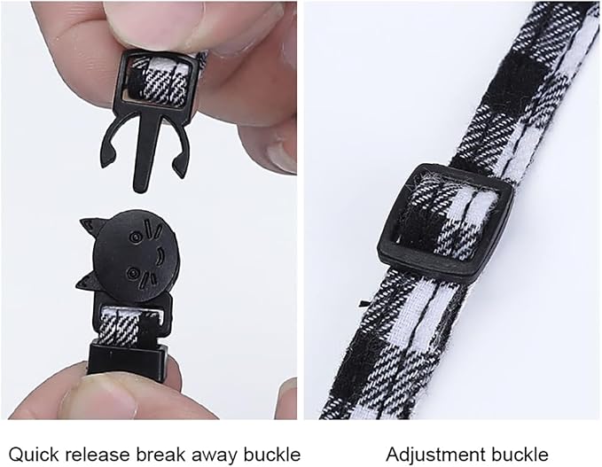Green Plaid Bow Cat Collar - Image 5