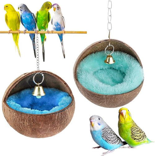 2 Pcs Natural Coconut Shell Bird Nest House Bed Breeding Nesting Anti-Pecking by VTurboWay