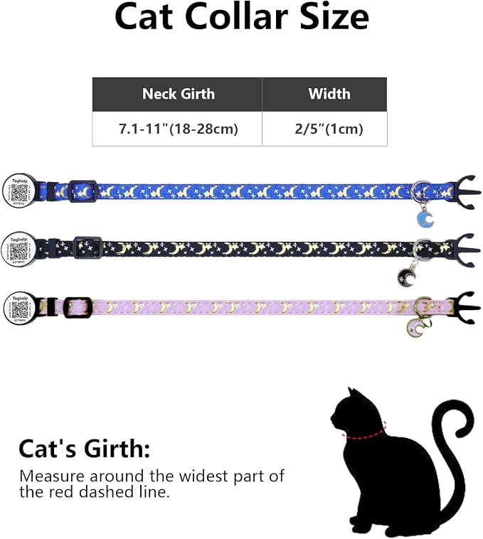 2 Pack Stars and Moon, Solid & Safe Safety Plaid Kitten Collars - Image 3