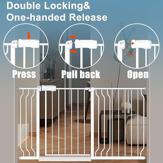 Extra Wide Baby Gate 38.5-43.5 Inch Walk Through Pressure Mounted No Drill - Image 3