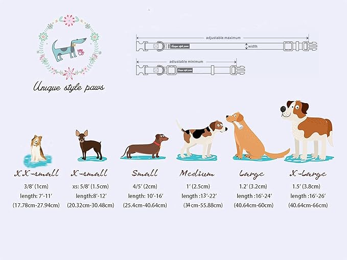 Unique style paws Dog Collar Metal Buckle Blue Pink Grid Collar Gift Durable - Image 5