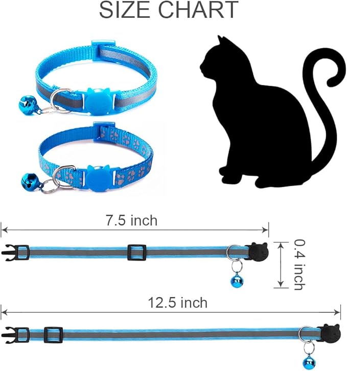 Red Breakaway Cat Collar with Bells, Reflective Kitten Collar with Bells - Image 4