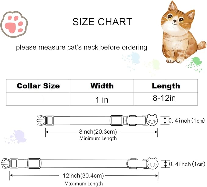 Cat Collar-2 Pack Cat Collars Tennis Balls & Footprint Cat Collar Breakaway - Image 6