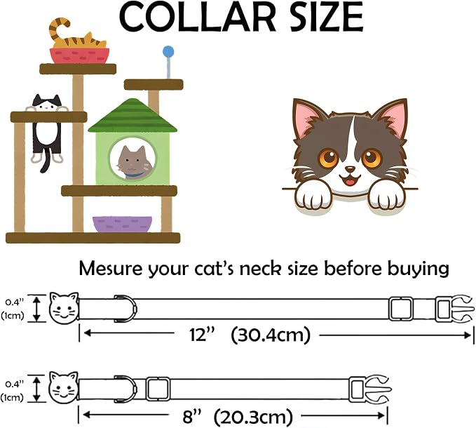 Elegant little tail 2 Pack Cat Collar-Pink Print Cotton Breakaway Cat Collars - Image 6