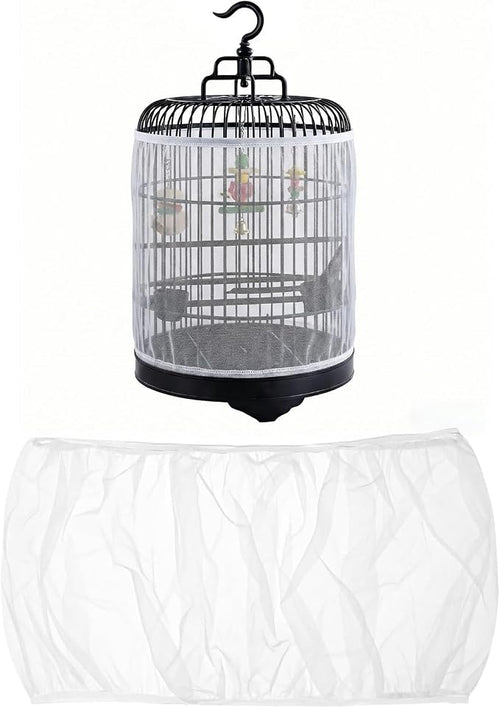 2 Pcs Bird Cage Seed Catcher, Adjustable Bird Cage Net Cover, Reusable Soft by SFIELCAPA