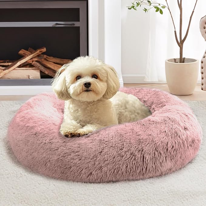 JOLLYVOGUE Calming Dog Bed Large Size Dog, Anti-Anxiety Donut Large Pet Bed by JOLLYVOGUE