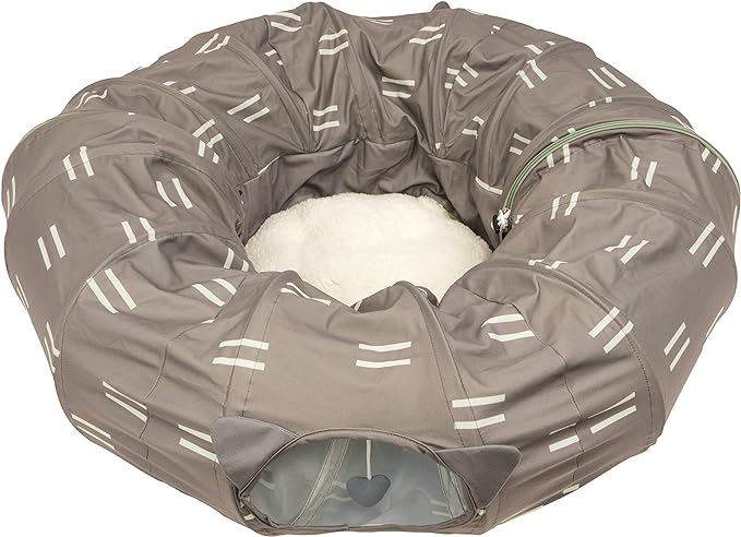 Kitty City Large Cat Tunnel Bed, 2-in-1 Zip-Together Cat Play Tunnel & Plush by KittyCity