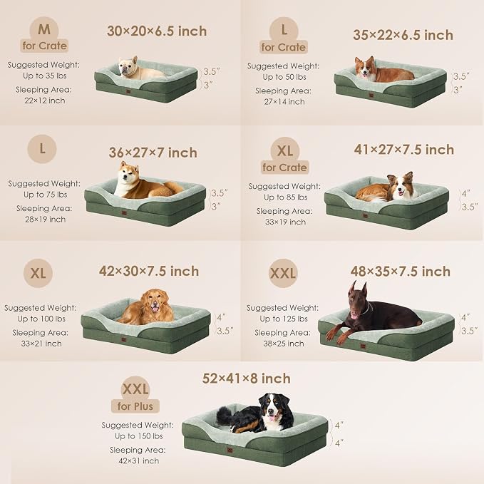 EHEYCIGA Orthopedic Dog Bed for Large Sized Dog, Waterproof Liner & Washable - Image 5