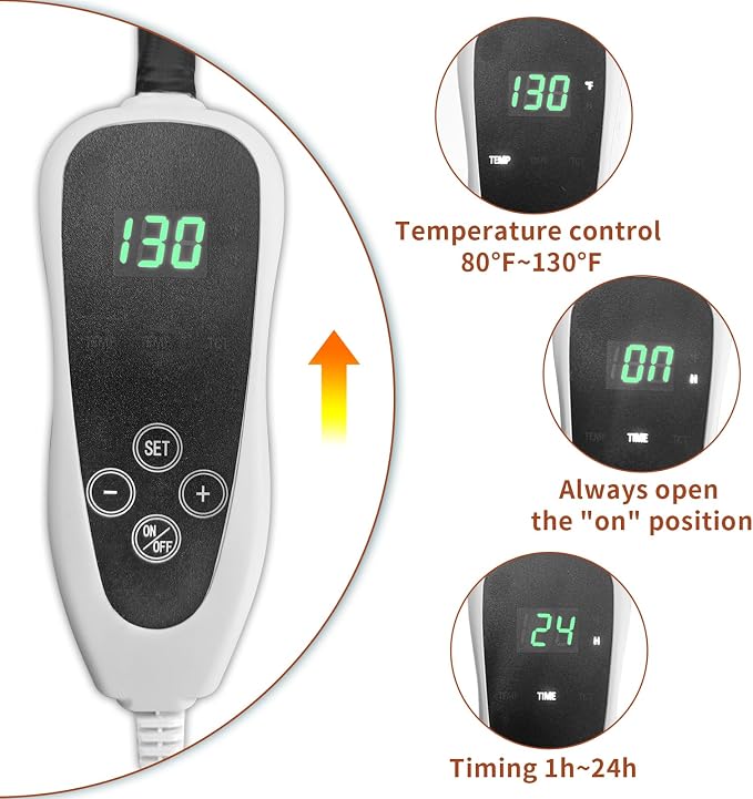 Dog Heating Pad 28x18in with Smart Thermostat Switch and Power Line Protection - Image 4