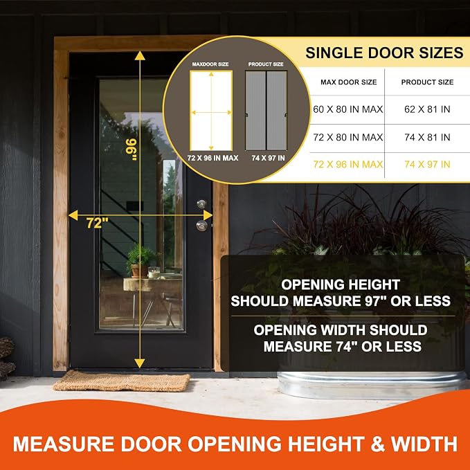 Fiberglass Magnetic Screen Door Fit Door Size 72 x 96 in- Heavy Duty Fiberglass - Image 2
