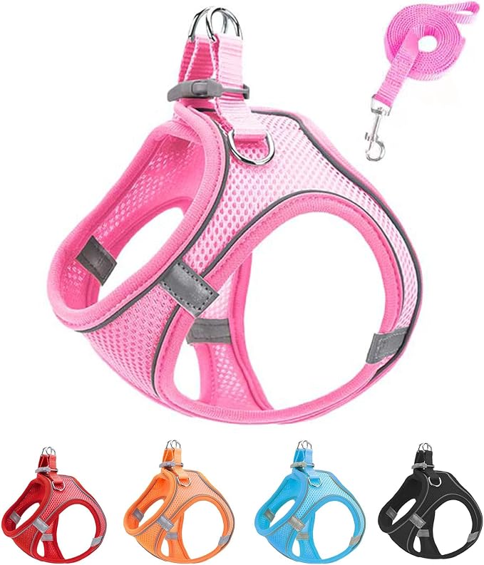 M Pink Soft Mesh Dog Harness and Leash Set, No Escape Puppy Harnesses by Unknown