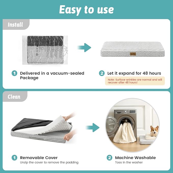 Dog Crate Bed for Large Size Dogs, Rectangular Orthopedic Dog Beds, Foam - Image 7