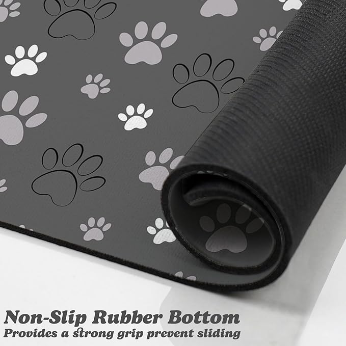 Dog Food Mat, Absorbent Water Bowl Mats Cat Pet Feeding Placemats Dark Gray 17 - Image 3