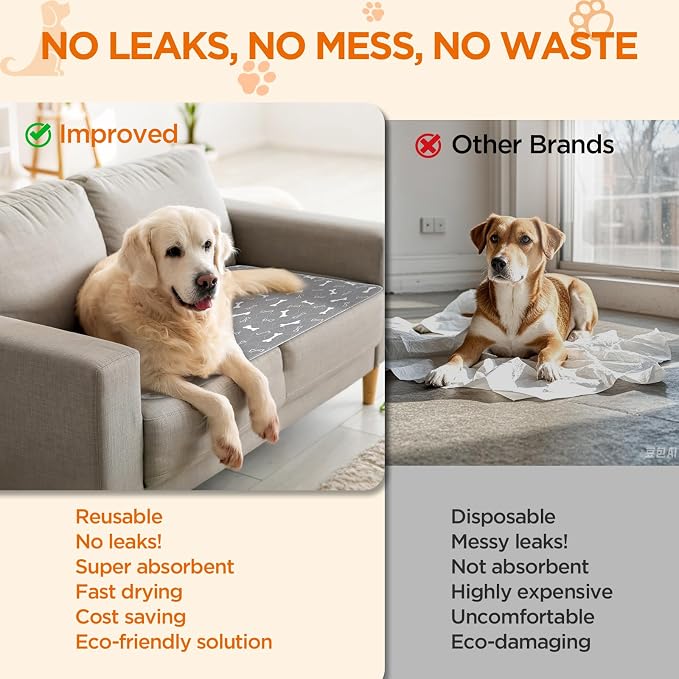 Reusable Puppy Pads, Super Absorbent Leakproof Dog Training Pads, Non-Slip - Image 6