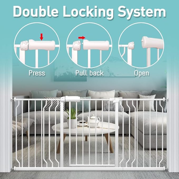 WAOWAO Baby Gate 52.76-57.45" Extra Wide Pressure Mounted Walk Through Swing - Image 4