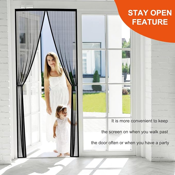 Reversible Left Right Side Opening Fiberglass Magnetic Screen Door, Fit Door - Image 3