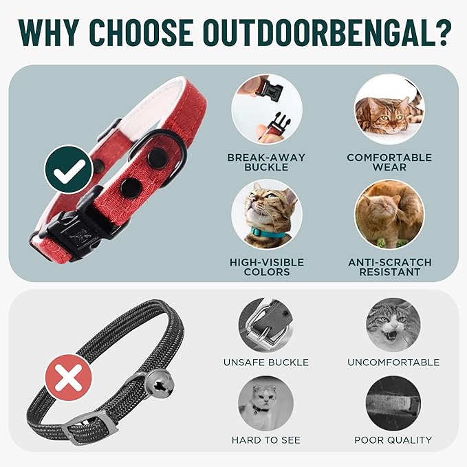 OutdoorBengal Red Cat Collar Breakaway - Image 3