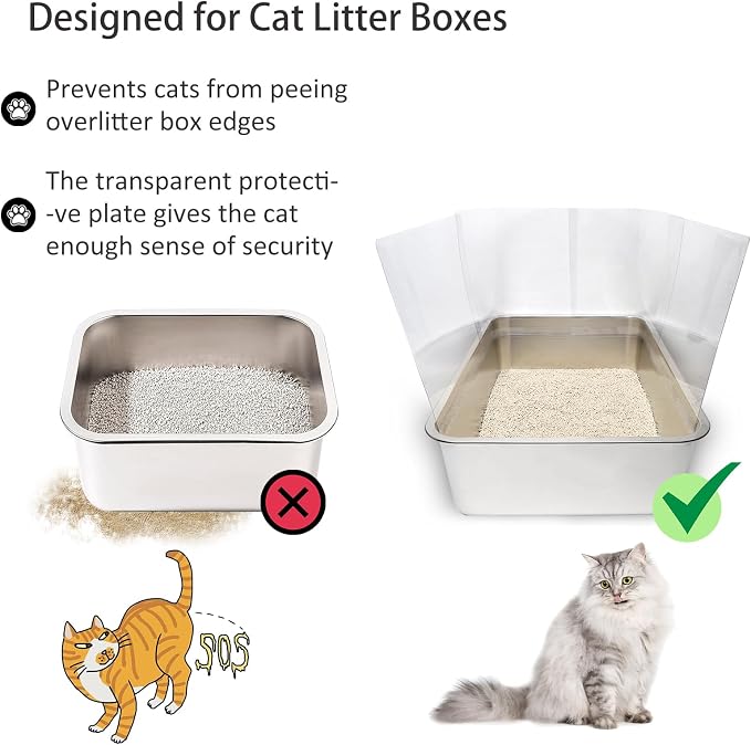 3PCS Cat Litter Box Pee Shields, Transparent Easy Clean Splash Guard - Image 4