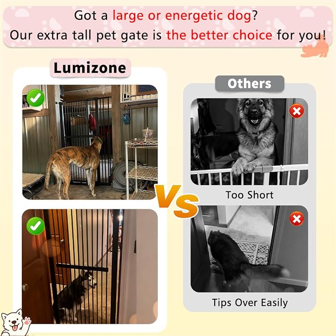 Lumizone Extra Tall Pet Gate 55.12" High Pressure Mounted 46.65"-50.78" Extra - Image 5