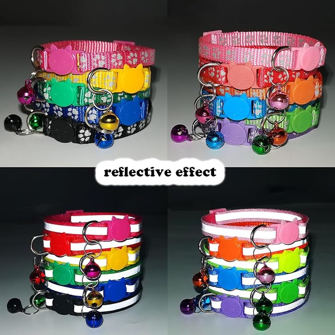 Breakaway Kitten Collar with Bells, Light Blue Break Away Cat Collar with Bells - Image 3