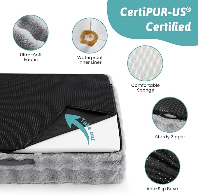 Faux Fur Orthopedic Dog Bed, Super Soft Large Dog Bed, Supportive Foam Bolster - Image 5