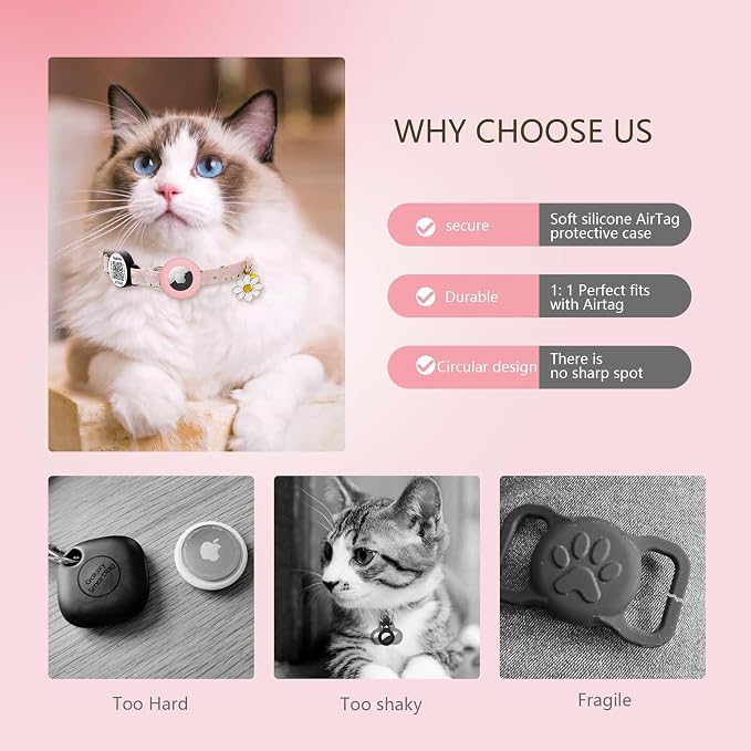 QR Code + Airtag Cat Collar, 2-in-1 Breakaway Safety Collar - Image 6