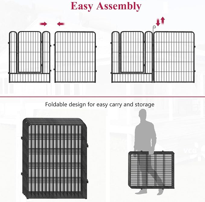 Dog Playpen Dog Fence Outdoor for Yard, 32inch 34 Panels Dog Pens Outside - Image 6