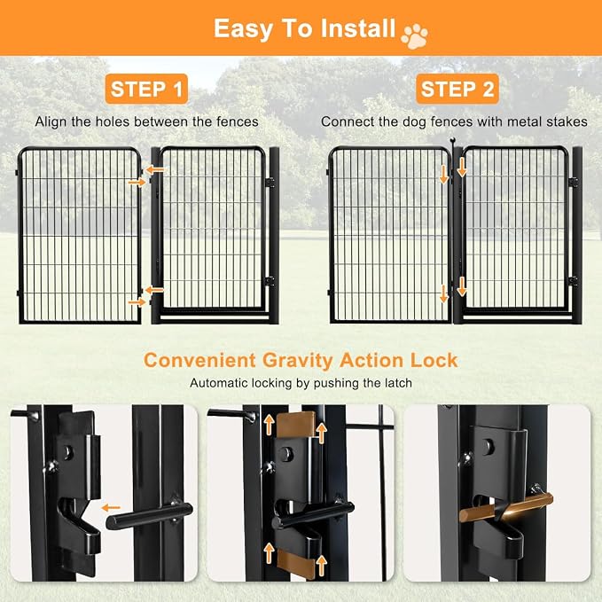 Dog Fence Outdoor Pens Outside, Portable Dog Play Pen 40" H 8 Panels Pet - Image 7