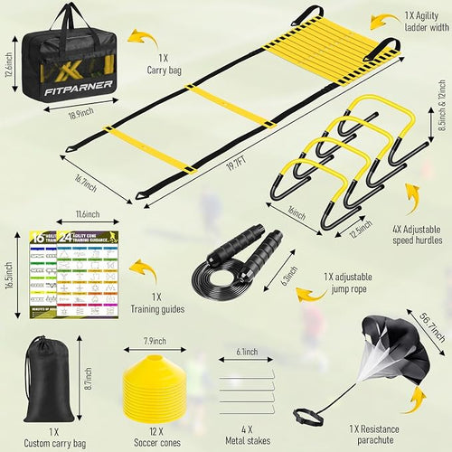 Agility Ladder, Soccer Football Training Equipment Set - 20ft Speed Ladder - Image 2