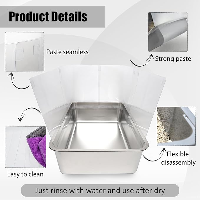 12PCS Cat Litter Box Pee Shields, Transparent Easy Clean Splash Guard - Image 3