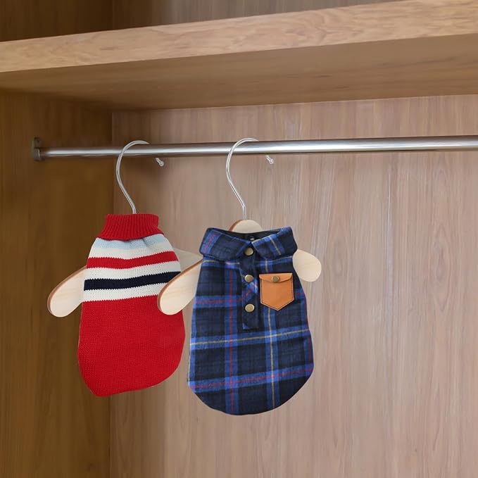 10pcs 8.66-inch Wooden Pet Clothes Hangers Wear-Resistant Small Dog Cat Hangers - Image 9
