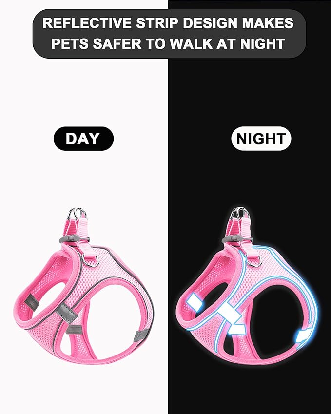 XXS Orange Soft Mesh Dog Harness and Leash Set, No Escape Puppy Harnesses - Image 3