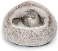 CATISM Plush Hooded Cat Bed, Calming Nest, Self-Warming Cave, Cozy Pod by Petsfriend