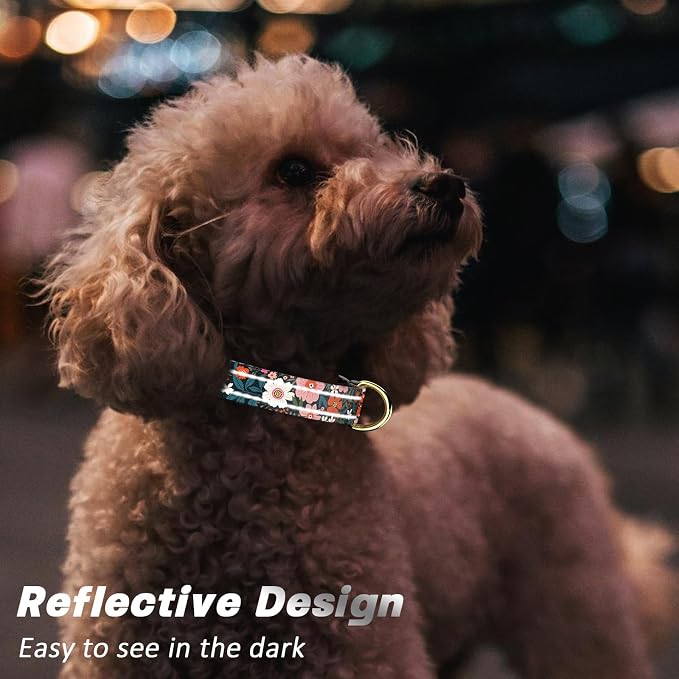 Reflective Dog Collar for Small Dogs, Cute Flower Theme Adjustable Heavy-Duty - Image 3