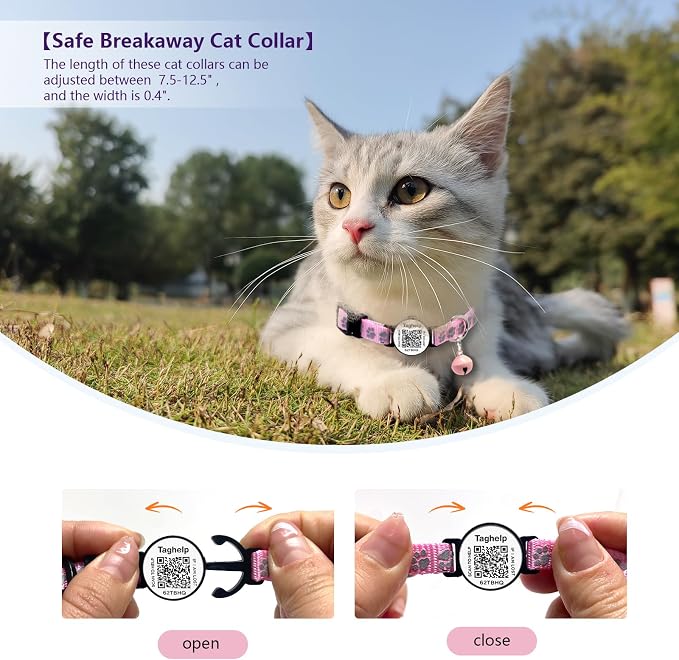 2 Pack QR Code Cat Collar with Instant Lost Pet Recovery System, Scan - Image 2