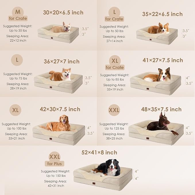 EHEYCIGA Orthopedic XL Dog Bed for Large Sized Dog, Waterproof Liner & Washable - Image 5