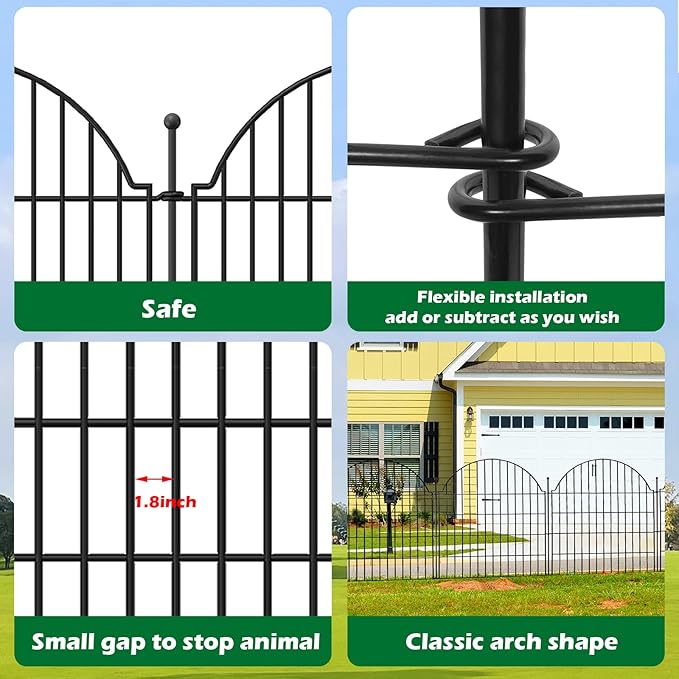 10 Panels No Dig Decorative Outdoor Garden Fence, 24in x20ft Animal Barrier - Image 4