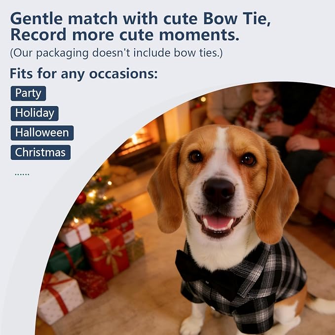 Koneseve Dog Shirt, Pet Plaid Clothes T-Shirt Sweater Matching Breathable - Image 5