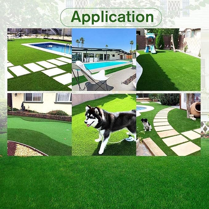 Artificial Grass Rug Outdoor Indoor 6FTX82FT Fake Grass Carpet Green Synthetic - Image 9