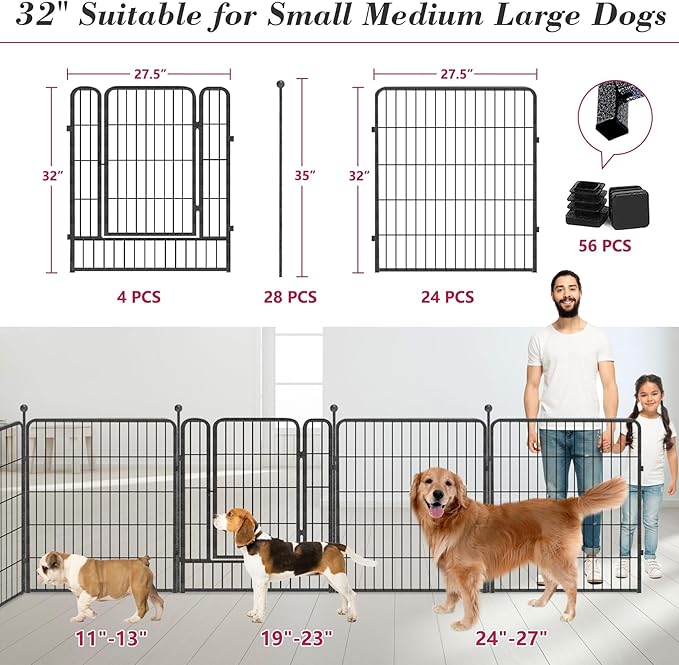 Dog Playpen 32 inch 28 Panels Indoor Outdoor Dog Pen - Image 3