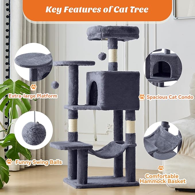 Sweetcrispy 44 inch Cat Tree Tower, Small Cat Climbing Tower - Image 2