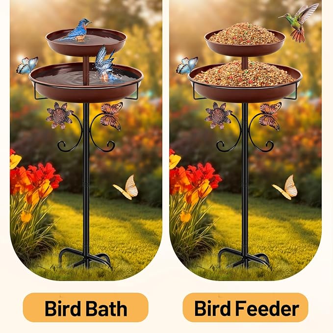 Daoeny Bird Bath for Outside, 42In Vintage Freestanding Birdbaths for Outdoors - Image 4