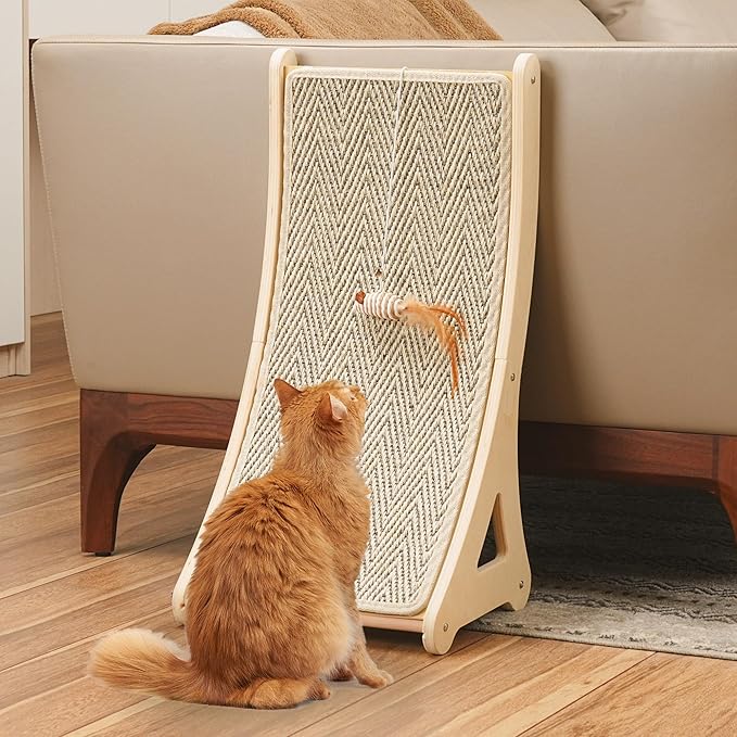 PETKARAY Curved Cat Scratcher, Sisal Kitty Scratching Ramp, L Shape Scratch Pad by PETKARAY