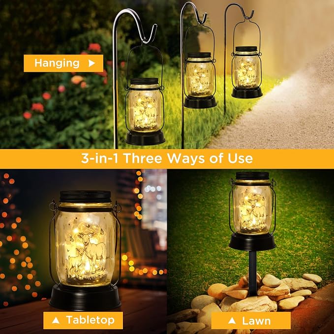 Goat Gifts for Women/Men Goat Solar Lanterns Mom Birthday Animal Lovers Lantern - Image 5