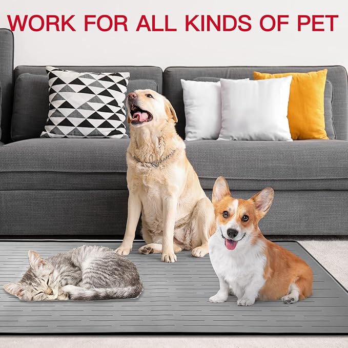 32" x 24" Large Pet Food Mat, Silicone Dog Mats - Image 6