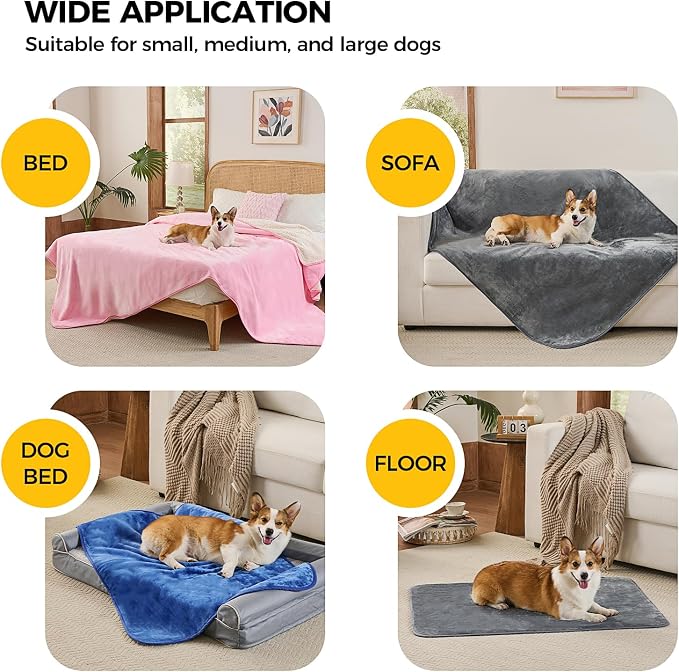 Sunheir Waterproof Dog Blanket for Bed Couch, Soft Plush Pet Blankets for Small - Image 6