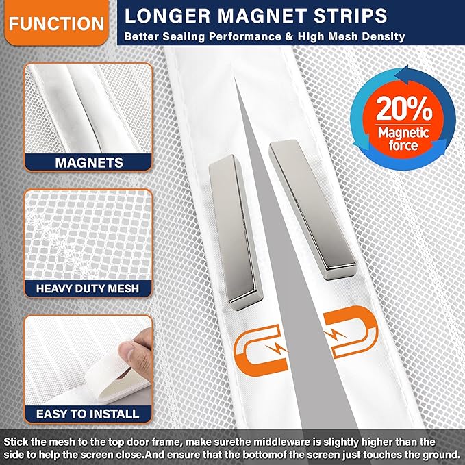 Magnetic Screen Door，Screen Door Mesh，Keep Bugs Out, Heavy-Duty Mesh Curtain - Image 6