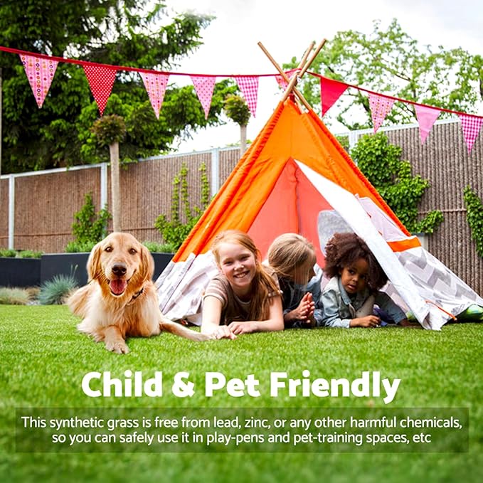 Artificial Grass Rug Outdoor Indoor 7FTX17FT Fake Grass Carpet Green Synthetic - Image 6