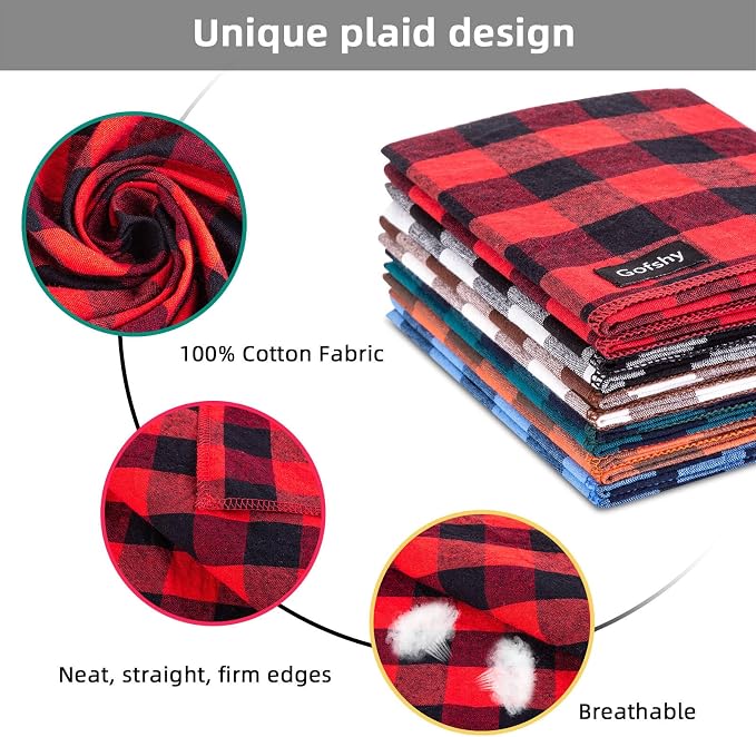 Christmas Dog Bandana Large- Red Black Dog Scarf Buffalo Plaid Printing - Image 4