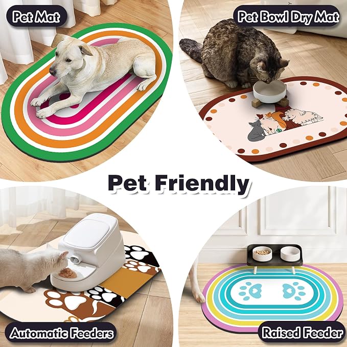 Dog Feeding Mat 24''x16'', Absorbent Pet Food Mat, No Stains Quick Dry Pet - Image 6